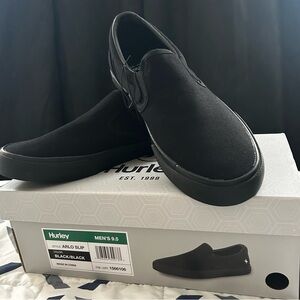 NEW Hurley Men's Arlo Slip Canvas Sneaker Shoes -  Black /Black Size 9.5